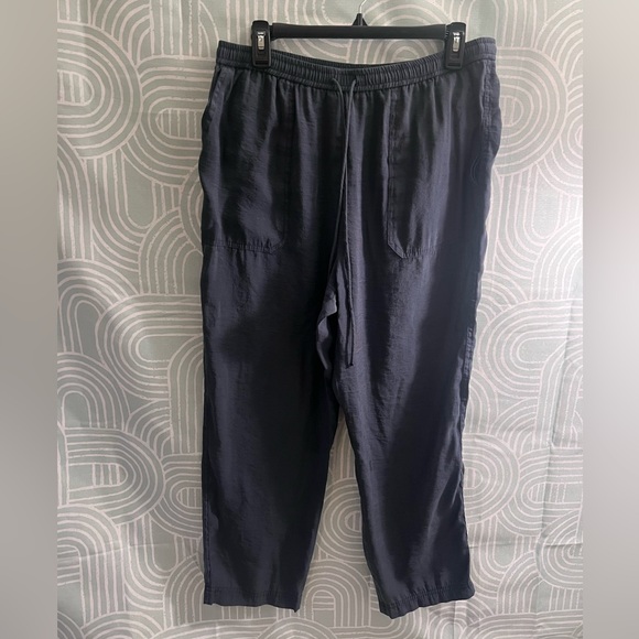 Zara Pants - Zara Navy Blue Pull-On Pants Elastic Waist Relaxed Fit Modal Blend Size L